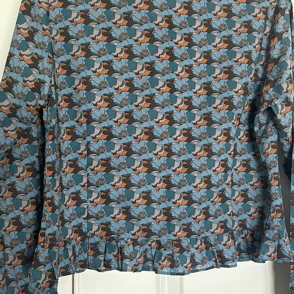 Gilber Gilmore Nicki Ruffle Cropped Cotton Button Down Blouse VTG Floral Print - Picture 8 of 10